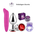 Plug Anal Tamanho P + Vibrador Ponto G + Cream Lub Anal 6X1 Multifunções + Anel Peniano Com Vibrador