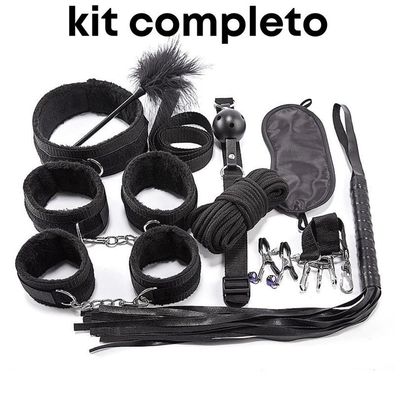 Kit Bondage Algema Corda Tornozeleira Chicote Mordaca