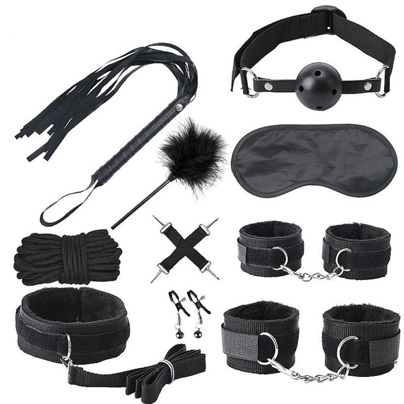 Kit Bondage Algema Corda Tornozeleira Chicote Mordaca